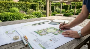 Architecte paysagiste à l'œuvre dans un jardin à Tournai