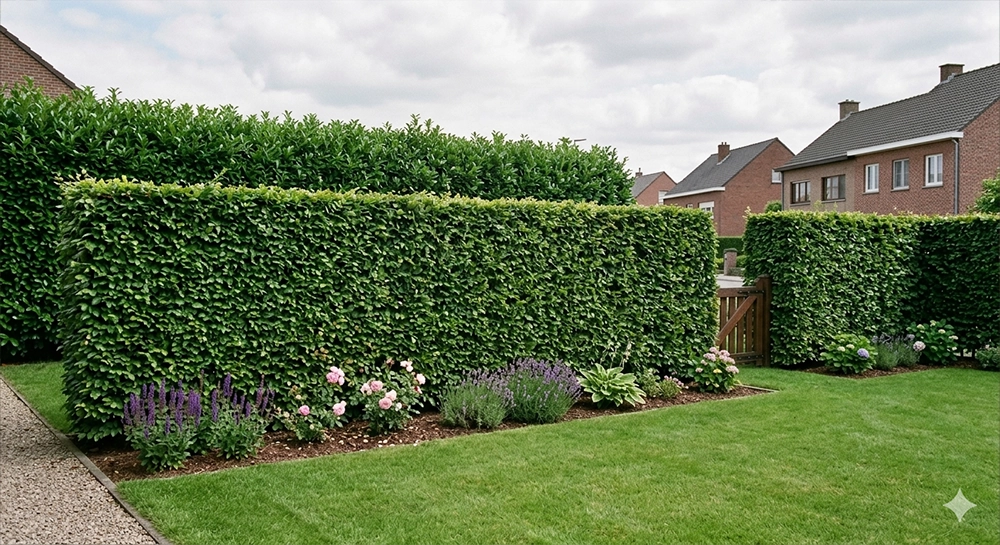 Haie végétale dans un jardin à Tournai